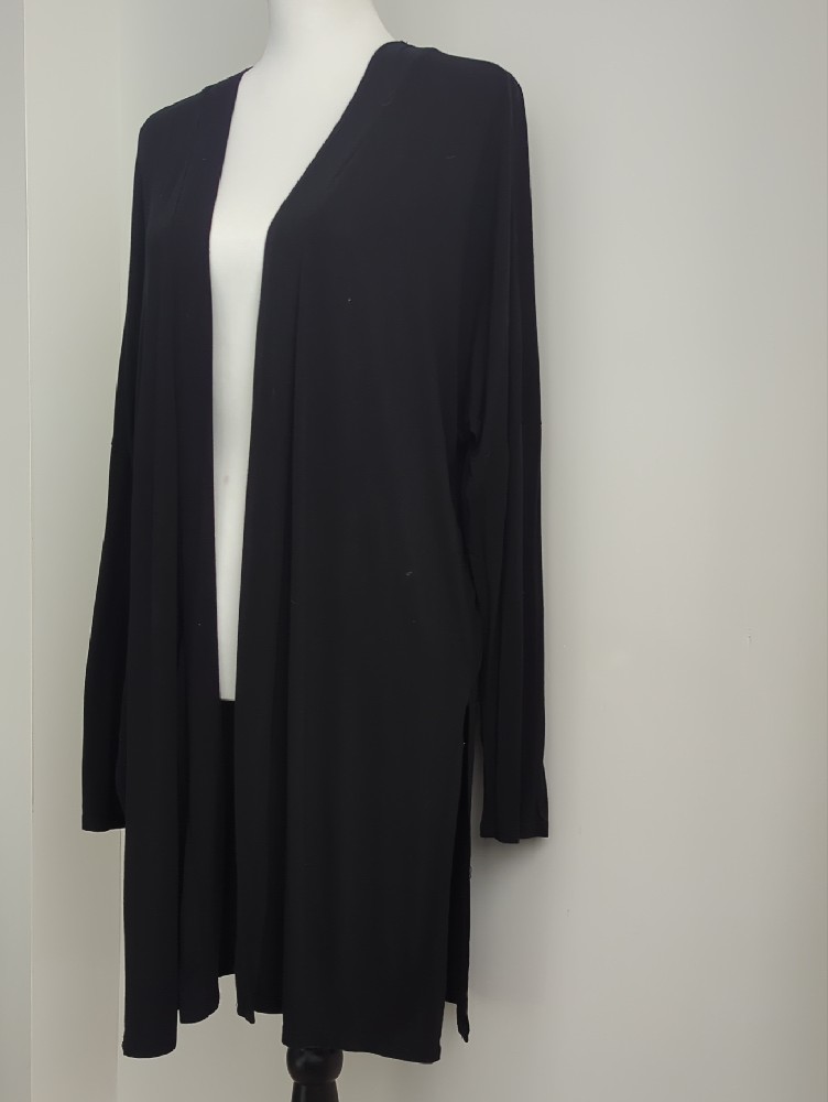 Carly Jean Los Angeles Black Modal Longline Side-Slit Duster Cardigan Large — image 5 of 8